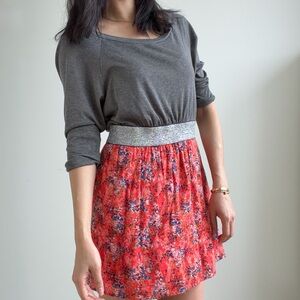 Free People Floral Elastic-Waist 3/4 Dress Size 2/Small